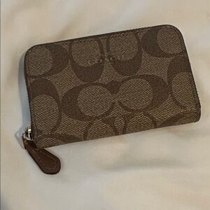 Coach Tan and Brown Signature Wallet Monogram